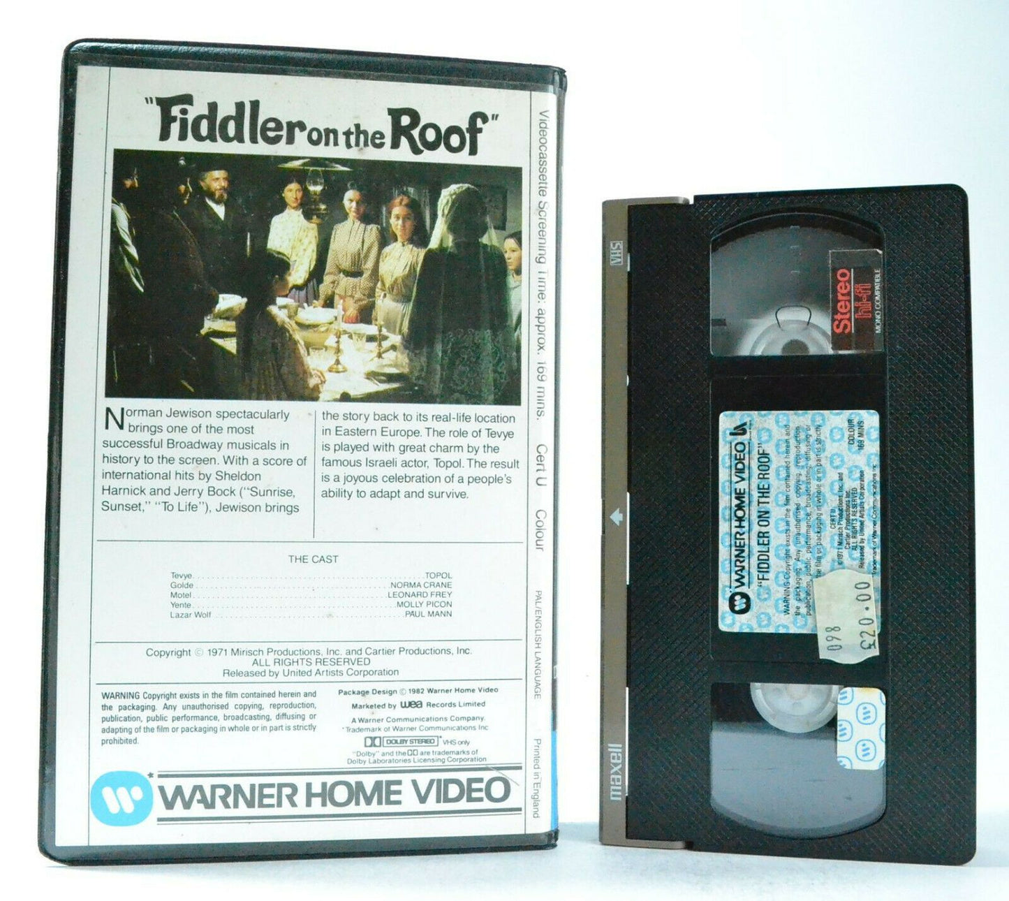 Fiddler On The Roof: Classic Musical (1971) - Large Box - Topol/N.Jewison - VHS-