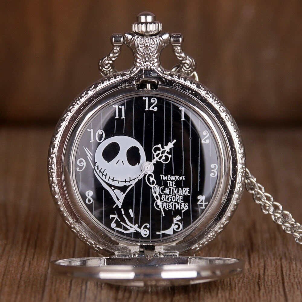 A Nightmare Before Christmas - Romantic Steampunk Film Gift For Men & Women - Quartz Pocket Watch With Chain - Cult Movie Present-