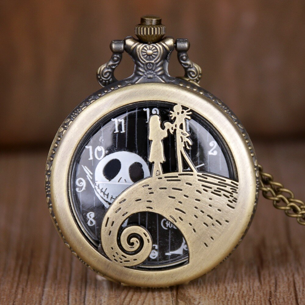 A Nightmare Before Christmas - Romantic Steampunk Film Gift For Men & Women - Quartz Pocket Watch With Chain - Cult Movie Present-CF1233-