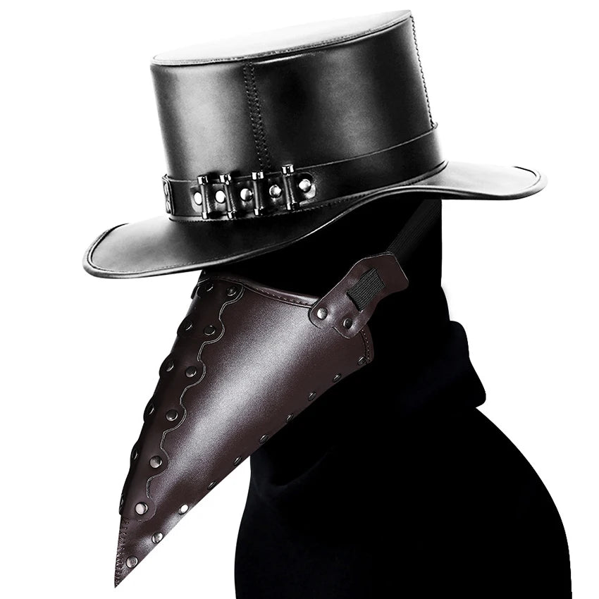 Beak Plague Doctor Halloween Masks - Made of PU for Steam Punks Evening Show Cosplay, Gentleman Hat, Steampunks Masquerade Party Prop,-PBM007CF FH65015BK-One Size-