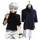 Japanese Anime Tokyo Ghoul Cosplay Costumes - Kaneki Ken Cosplay Costumes Include Jackets, Black Fight Uniform, Full Set with Mask and Wig-
