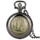 9 3/4 Station - Pocket Watch With Chain - Harry Potter Pendant - Great Gift For Film Fans - Stylish Birthday, Christmas, Valentines Day-black 1-