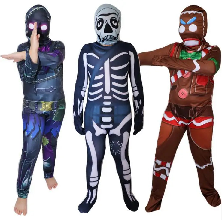 Skull Trooper Gingerbread Man Costume - Perfect for Carnival, Halloween, and Christmas Costume for Kids, Comes with Birthday Party Cosplay Fancy Jumpsuits and Mask-