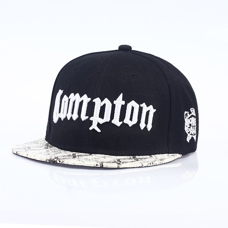 COMPTON Classic Hip-Hop - Snapback Baseball Cap - Summer Hat For Men and Women-white black-54-62cm-