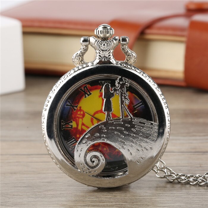 A Nightmare Before Christmas - Quartz Pocket Watch With Chain - Steampunk Film Gift For Men & Women - Cult Movie Present-Purple-