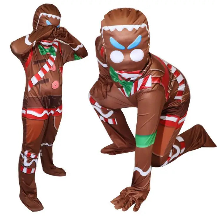 Skull Trooper Gingerbread Man Costume - Perfect for Carnival, Halloween, and Christmas Costume for Kids, Comes with Birthday Party Cosplay Fancy Jumpsuits and Mask-Style 1-5T-