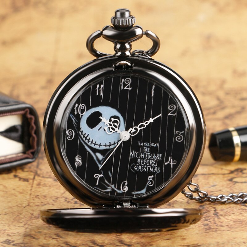 A Nightmare Before Christmas - Quartz Pocket Watch With Chain - Steampunk Film Gift For Men & Women - Cult Movie Present-
