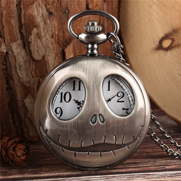 A Nightmare Before Christmas - Quartz Pocket Watch With Chain - Steampunk Film Gift For Men & Women - Cult Movie Present-Red-