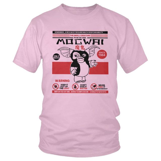 Mogwai Gremlins - T-Shirt for - 100% Cotton - Gizmo 80s Sci-Fi Monster Smash - Fan Wear-Pink-XS-