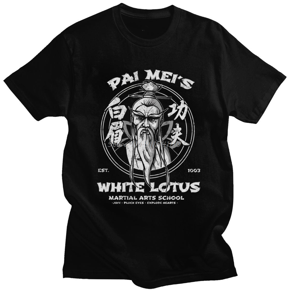 Pai Mei - White Lotus - Kill Bill - Cotton T-Shirt - Cult Movie Lover Day Wear-Black-XS-
