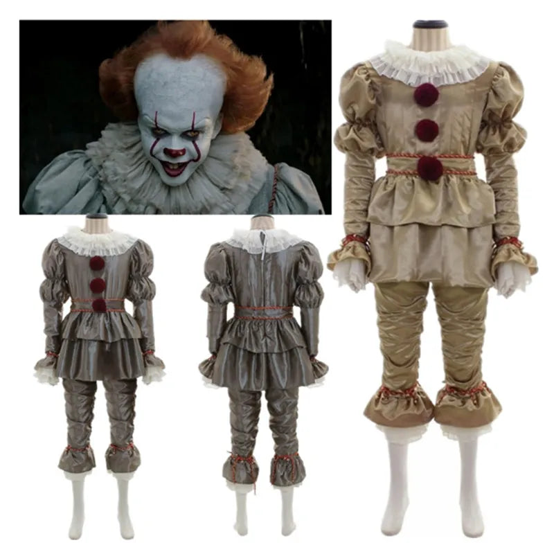 Movie Killer Clown Cosplay Costume - Perfect for Halloween Carnival with Gloves, Mask for Adults and Kids-