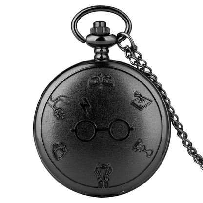 Harry Potter - Magical Details - Steampunk Film Gift For Men & Women - Quartz Pocket Watch With Chain - Cult Movie Present-Simple Black-
