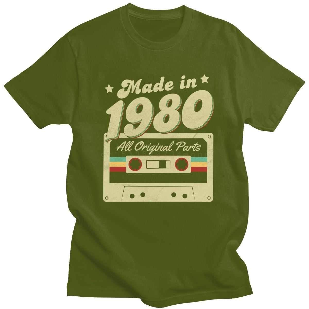 Made In 1980 - Old School Retro 80s T-Shirt - Birthday Or Christmas - Love Gift-Army Green-XS-