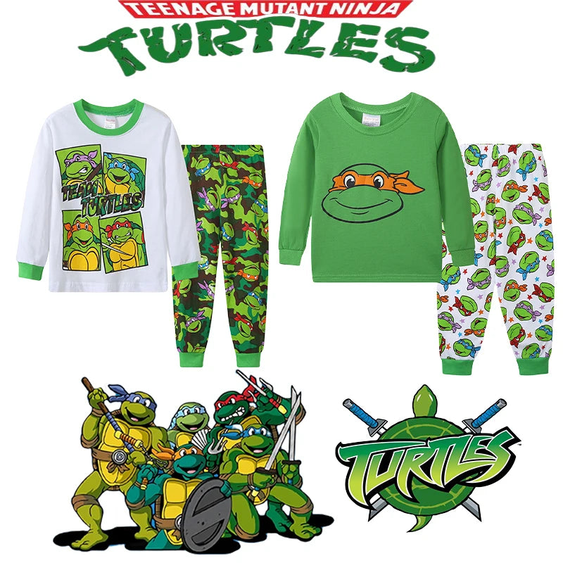 TMNT Kids Pajama Set - 2PCS Cotton Sportswear for Boys and Girls - Teenage Mutant Ninja Turtles Style-