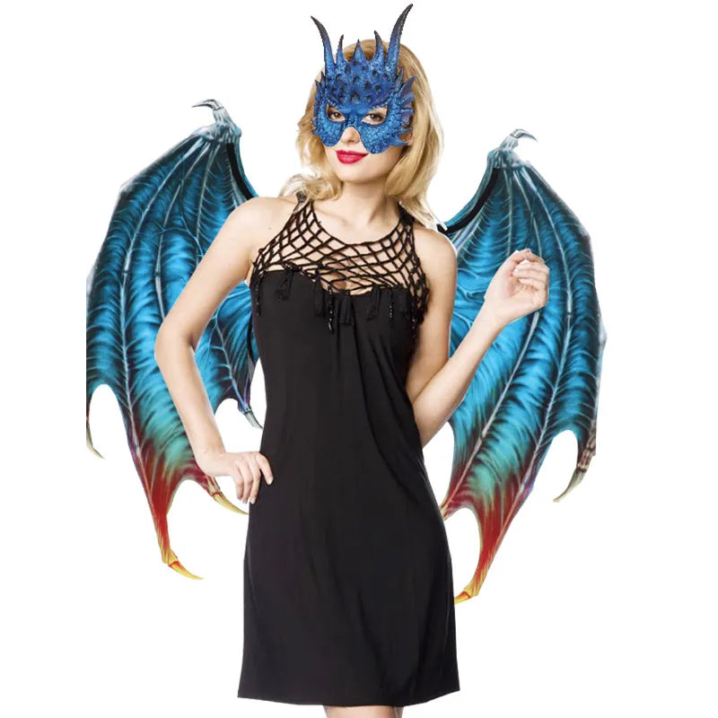Dragon Costume for Female Xia - Halloween Costume for Women with Cosplay Props, Owl Anime Evil Wing Mask, Suitable for Dance Party and Carnival Costumes for Adults-