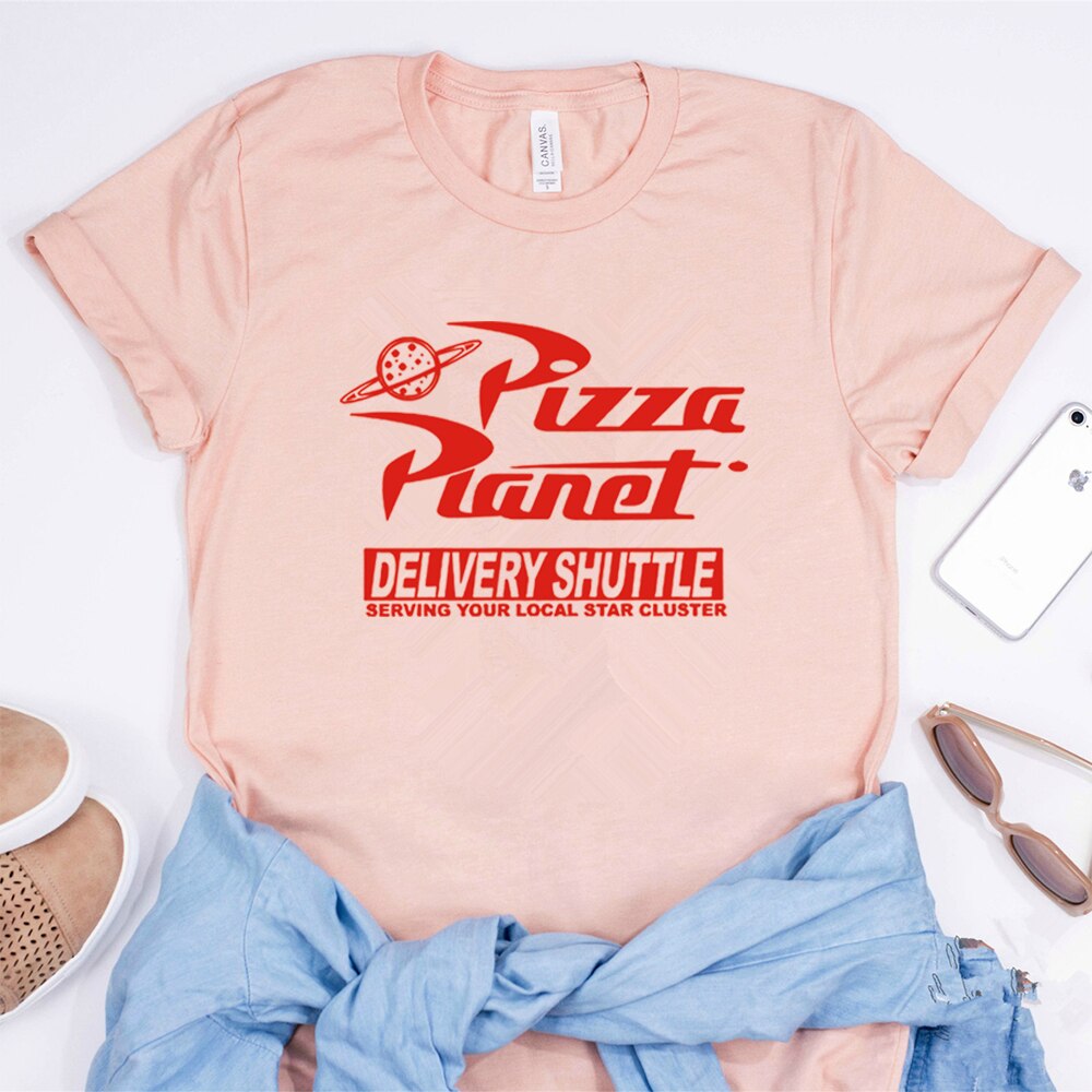 Pizza Planet Shirt - Vacation T-Shirt - Retro Television And Video - 1990s Garment-Pink-S-