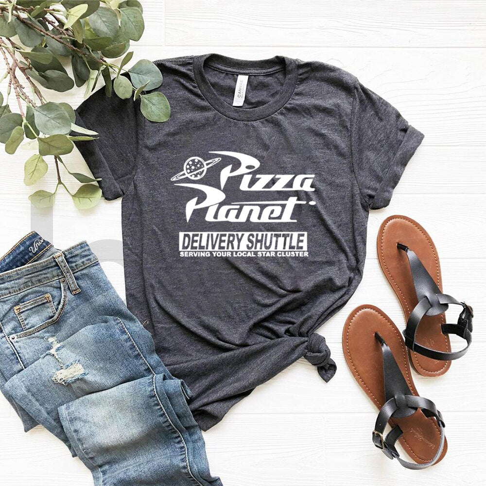 Pizza Planet Shirt - Vacation T-Shirt - Retro Television And Video - 1990s Garment-Dark Grey-S-