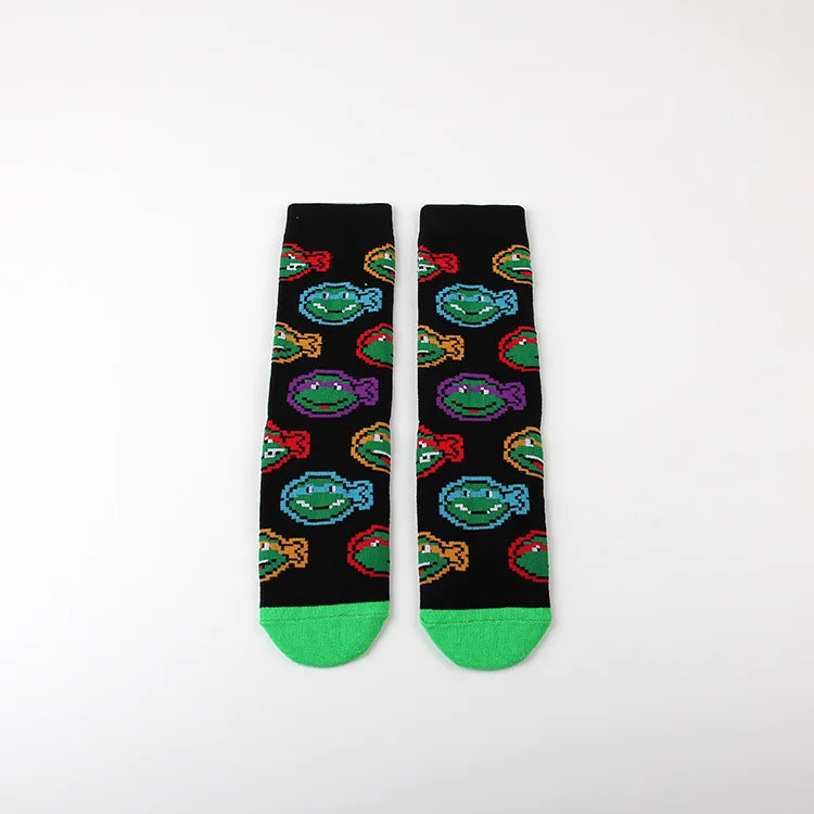 Teenage Mutant Ninja Turtles Skateboard Socks - Men & Women Hip Hop Print - Personality Casual Long Breathable Sock-9 a pair-one size-