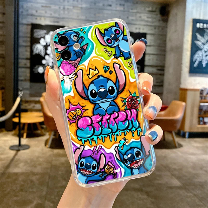 Limited Edition Graffiti Stitch Phone Case - Transparent - Apple iPhone 11 12 13 14 Max Mini 5 6 7 8 S SE X XR XS Pro Plus - All I-Phone Models - Anime Fan Gift-A36Mtra01-iPhone 5 5S SE-