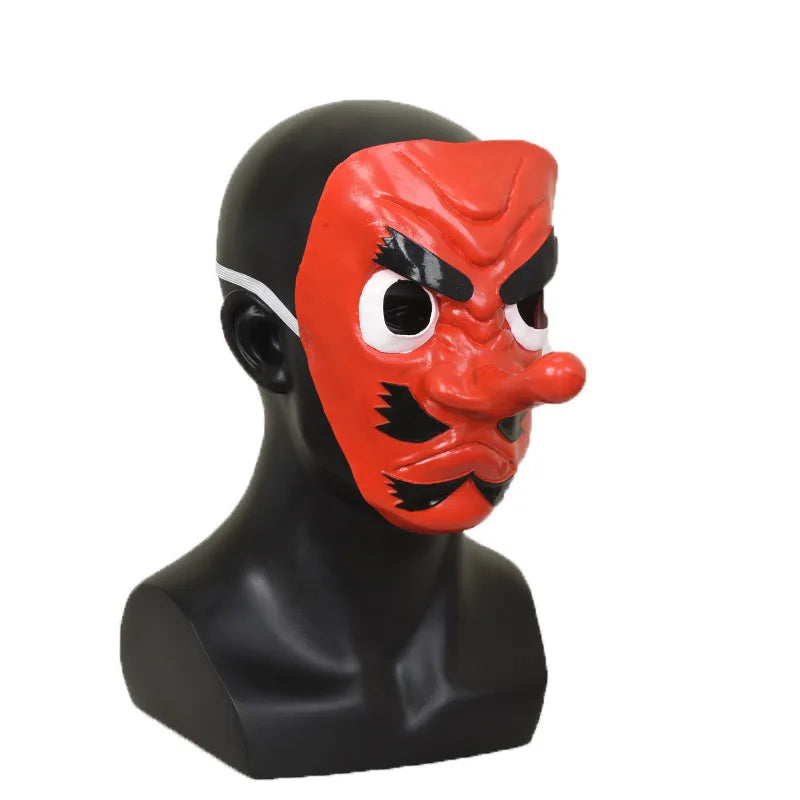 Demon Slayer Kimetsu No Yaiba Urokodaki Sakonji Red Latex Tengu Mask - Anime Cosplay Accessories for Halloween Party Prop Maks-Red-