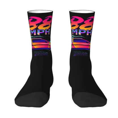 Back To The Future Dress Socks - Fun Mens & Unisex - Breathable 3D Print - Sci-Fi Film Crew Socks-8-Crew Socks-