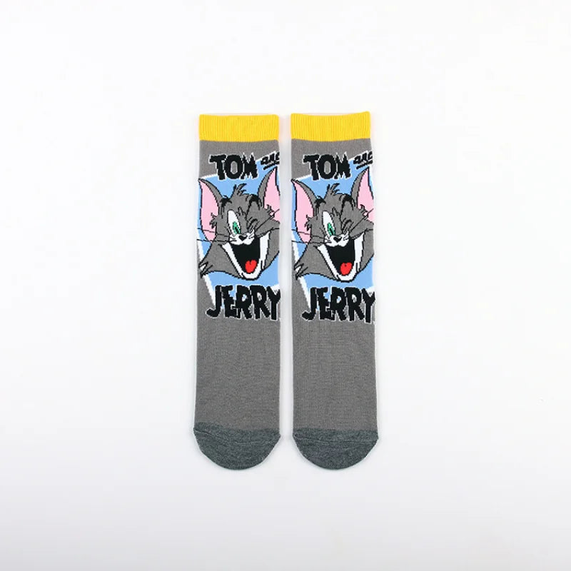 Cute Tom and Jerry Anime Sock Cartoon Figure Socks Cotton Male Fashion Trend Tube Socks Adult Sports Long Socks Birthday Gift-