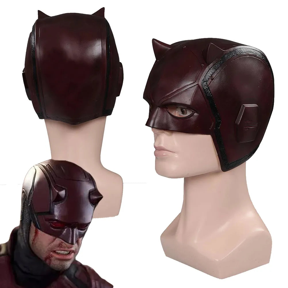 Matt Murdock Mask - Superhero Dare Cosplay Devil Costume Accessories in Dark Red for Halloween Masquerade Full Face Helmet and Disguise-Dark Red-50-60cm-