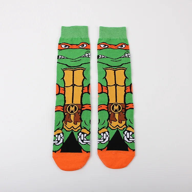 Teenage Mutant Ninja Turtles Skateboard Socks - Men & Women Hip Hop Print - Personality Casual Long Breathable Sock-14 a pair-one size-