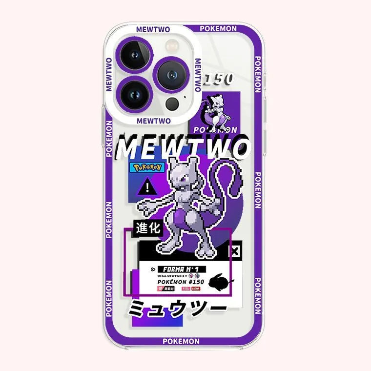 Pokemon Mewtwo Bulbasaur Transparent Phone Case - Angel Eyes Cover - iPhone 14 13 12 11 Mini XS XR X Pro MAX 8 7 6 Plus SE - All iPhone Models - Anime Fan Gift-YZA11TAngel02-for iPhone 6 6S-