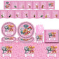 Paw Patrol Pink Birthday Skye Theme Party Decorations - Tableware Set Paper Plates Cups Napkins - For Kid Party Supplies Toy Gifts-