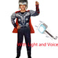 SuperHero Kids Muscle Thor Cosplay Costumes - Complete Clothes with Harmmer, Avengers Child Super Hero Halloween Costumes for Children's Day-Led Hammer Set-S-