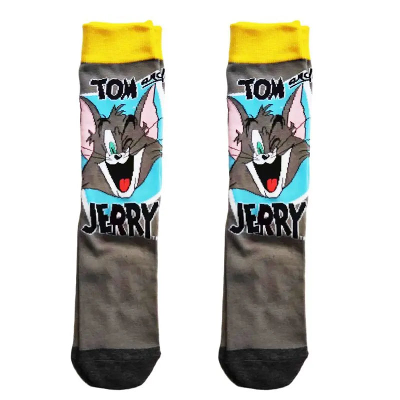 Cute Tom and Jerry Anime Sock Cartoon Figure Socks Cotton Male Fashion Trend Tube Socks Adult Sports Long Socks Birthday Gift-13-