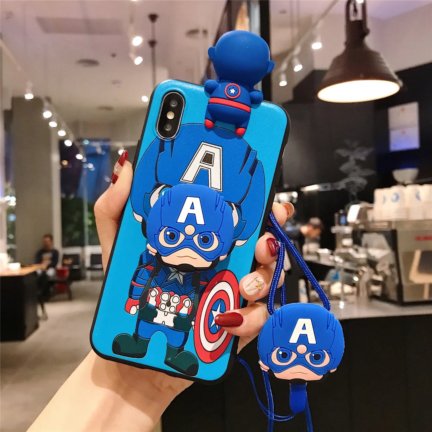 For Huawei P20 P30 P40 Lite Pro Y9 Y9 Prime Y9s Mate 10 20 Lite - Spiderman Iron Man Captain Phone Case With Holder Strap Rope - All Huawei Models - Superhero fan gift-Case Holder Rope 2-Case Holder Rope-P20