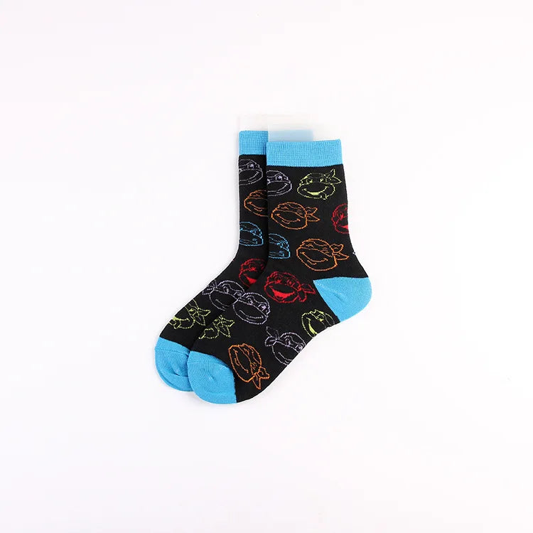Teenage Mutant Ninja Turtles Skateboard Socks - Men & Women Hip Hop Print - Personality Casual Long Breathable Sock-4 a pair-one size-