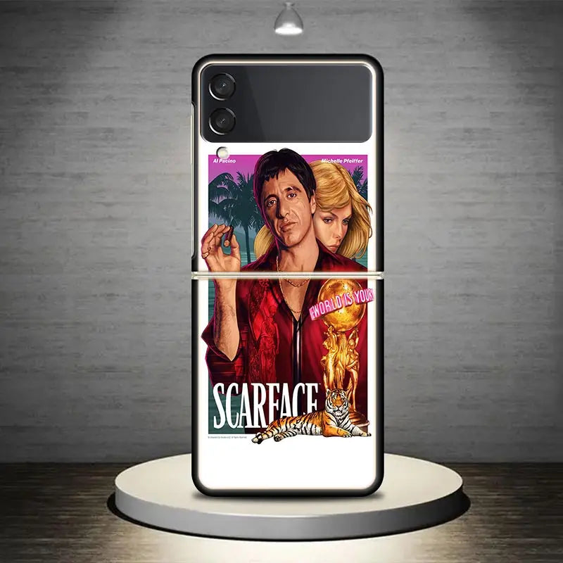 Scarface 1983 - Al Pacino's Iconic Role - Samsung Galaxy Z Flip Cover - Compatible with Flip4, 5, Flip3 5G - Black Hard Cover ZFlip4, ZFlip5, ZFlip3.-TR851-5-Samsung Z Flip 3-