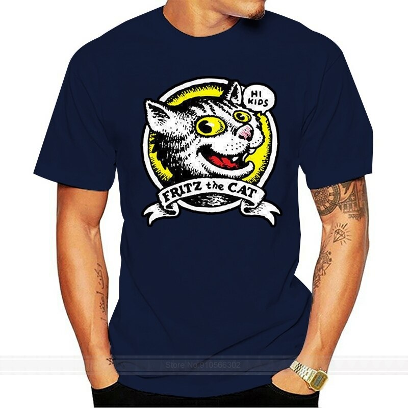 Fritz The Cat - T-Shirt Movie Poster - Robert Crumb - Oldschool Animation Classic-navy blue-XS-