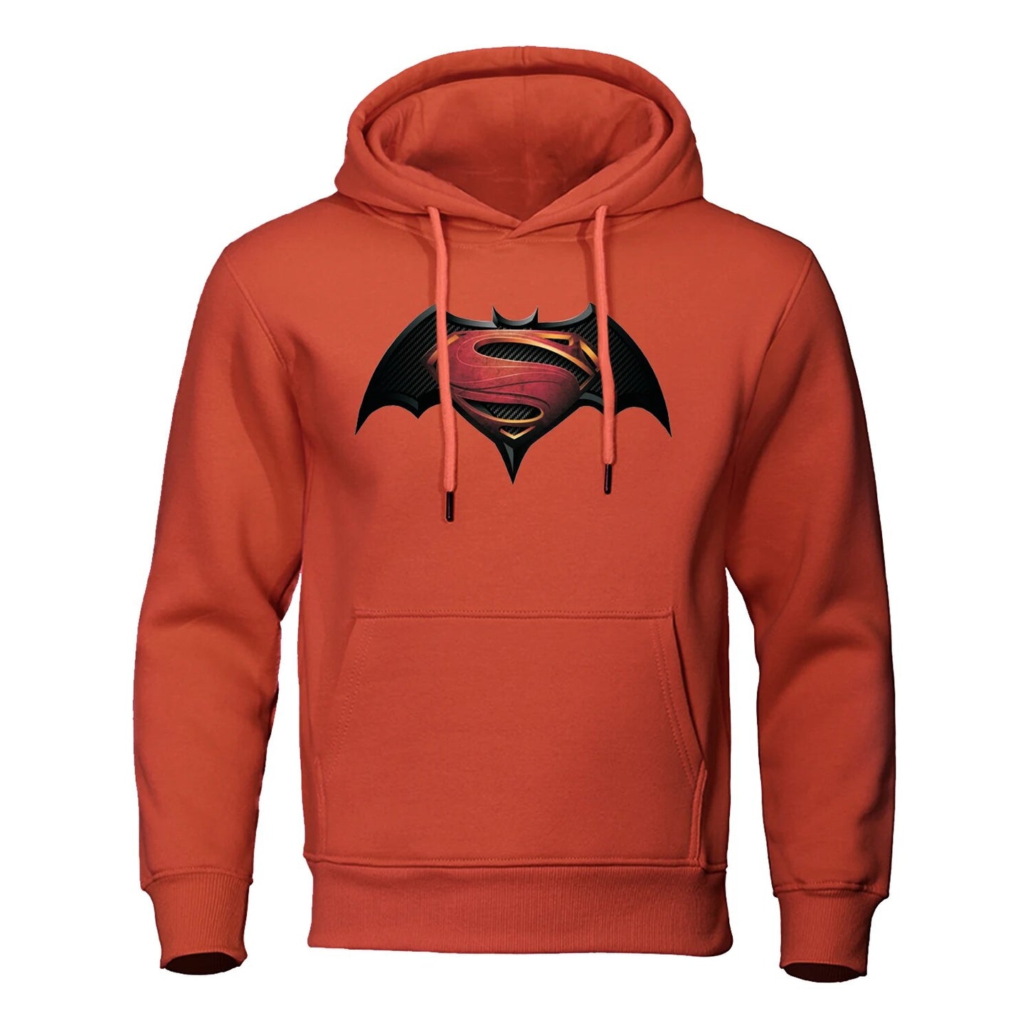 Superman / Batman - Super-Bat Hoodie - Men's Casual Streetwear-Brick Red1-S-