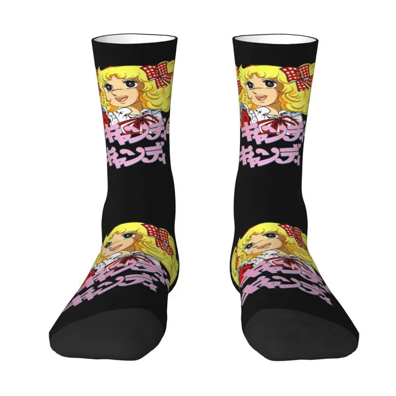 Candy Candy Anime Dress Socks - Funny Mens & Unisex - Warm 3D Printing - Manga TV Crew Socks-3-Fashion Socks-