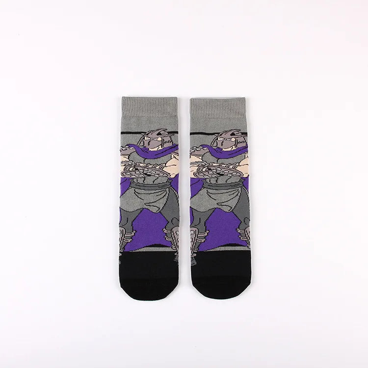 Teenage Mutant Ninja Turtles Skateboard Socks - Men & Women Hip Hop Print - Personality Casual Long Breathable Sock-6 a pair-one size-