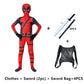 Boys 4-12 Years Deadpool Costume - Kids Cosplay Mask Suit with Jumpsuit, Ideal for Halloween Party and Carnival Show-