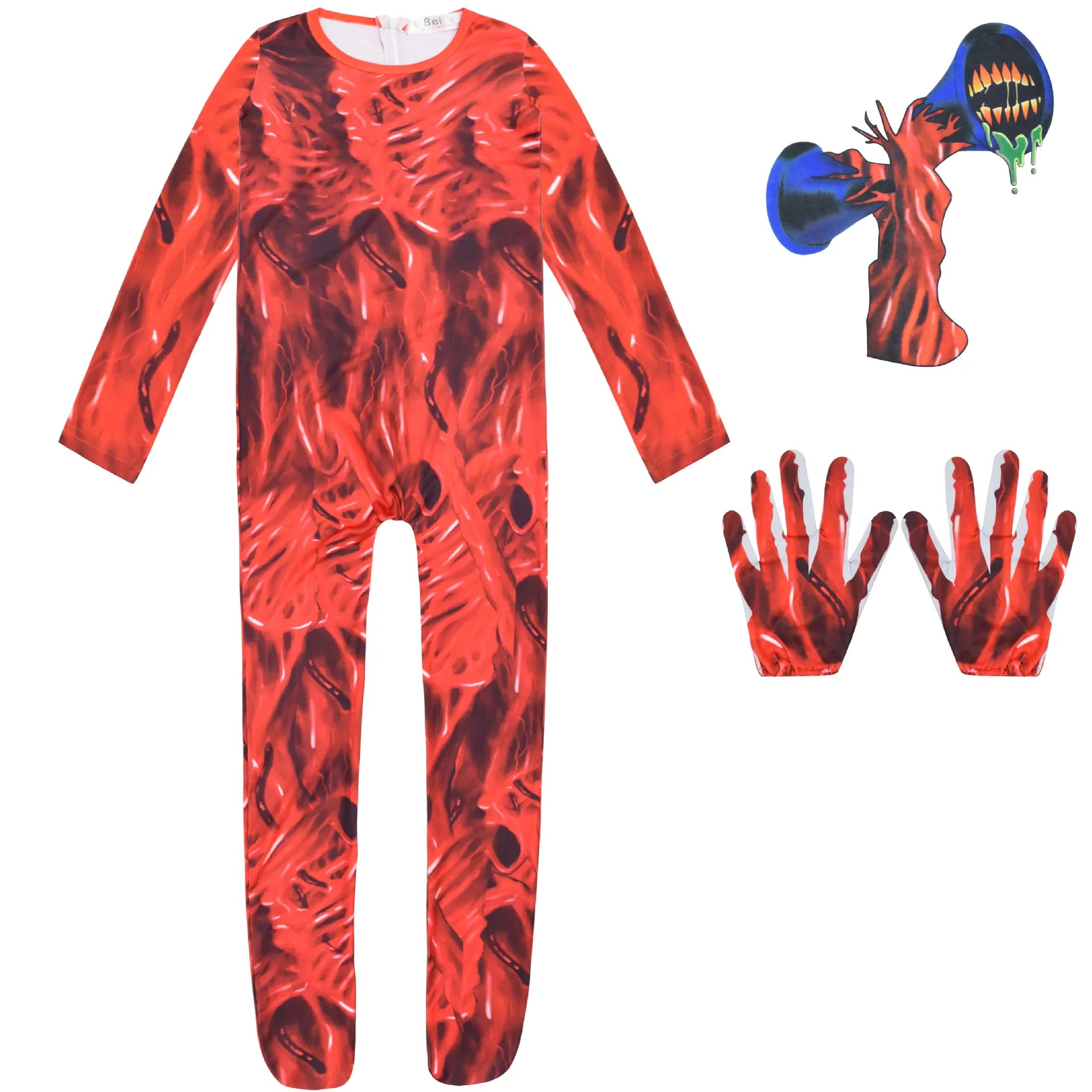 Kids Siren Head Cosplay Costume - Perfect for Boys and Girls, Suitable for Anime Funny Party Bodysuit, Halloween Carnival, and Fancy Dress Jumpsuits-159-red-120-Siren Head