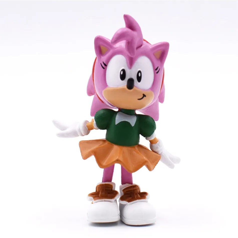New whole set sale Sonic Tails Werehog Action Figures Blue Shadow Doll Cartoon Figurines Collectible Dolls Kids Hedgehog Toy-6PCS Sonic-