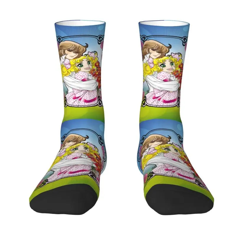 Candy Candy Anime Dress Socks - Funny Mens & Unisex - Warm 3D Printing - Manga TV Crew Socks-22-Fashion Socks-