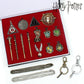 Harry Potter Seal Stamp Set - Vintage Alphabet Wax - 3D Metal Badge Seal Toys - Hermione's Magic Wand Weapon - Keychain, Necklace, and Box Included"-15pcs-