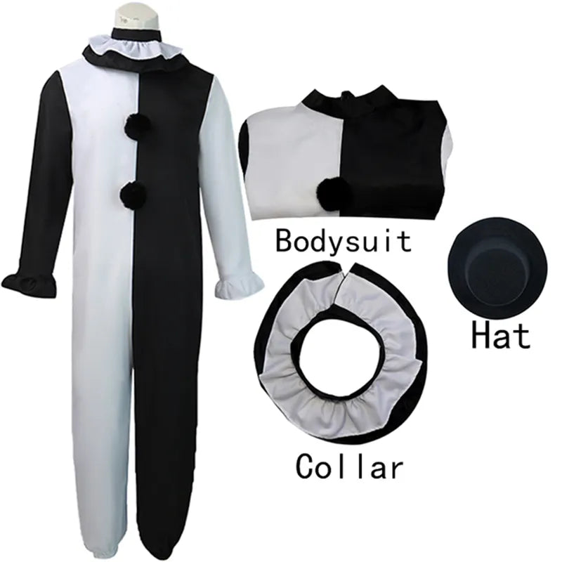 Terrifier 2 Art The Clown Costume - Jumpsuit, Hat, and Mask Outfits to Shine at Halloween Carnival Suit-4-S-Terrifier