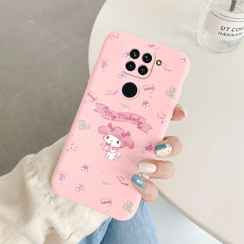 Cute Cartoon Kuromi Melody Cinnamoroll Phone Case - Anti-drop Cases - Xiaomi Redmi Note 9 Back Cover - Girl Boys for Redmi Note 9 - Xiaomi Redmi Note 9 - Anime Fan Gift-Kqf-sanlo51-Redmi Note 9-