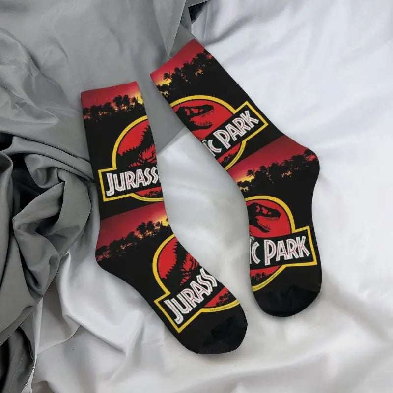 Jurassic Park Dinosaur Dress Socks - Fun Men's Unisex - Warm Comfortable 3D Printing Sci-Fi Fantasy Film Crew-