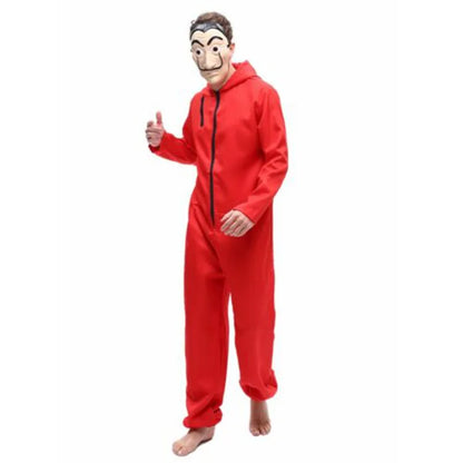 Paper House Dali Costume - Stand Out in a Red Jumpsuit, a Must-Have Secondary Costume for Halloween Cosplay-1-S-