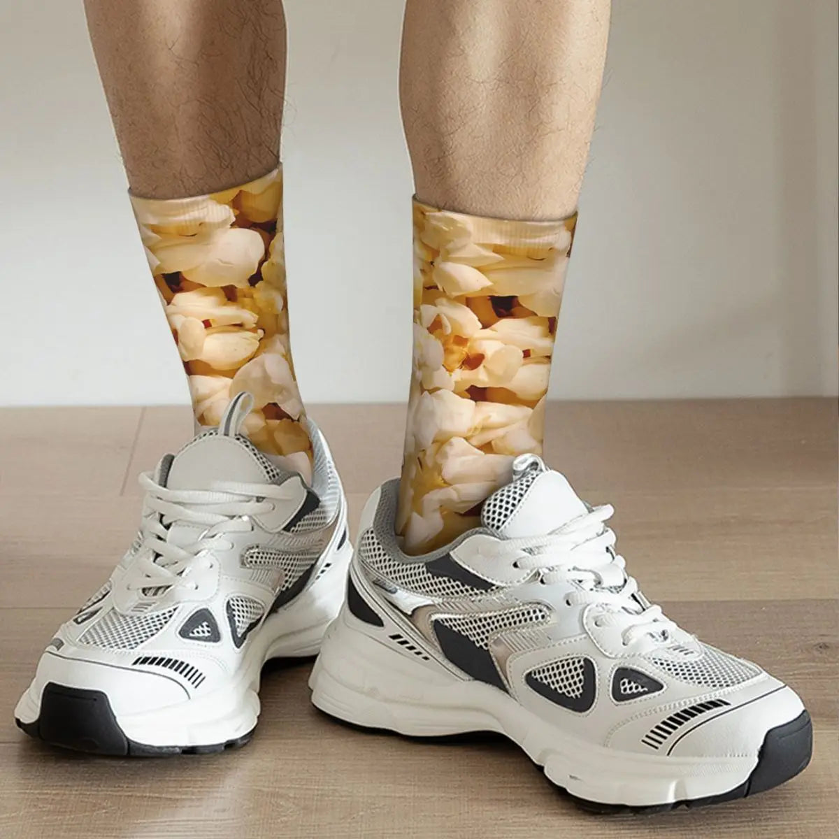 Popcorn Hip Hop Vintage Crazy Sock - Funny Seamless Pattern for Men - Novelty Printed Boys Crew Gift-