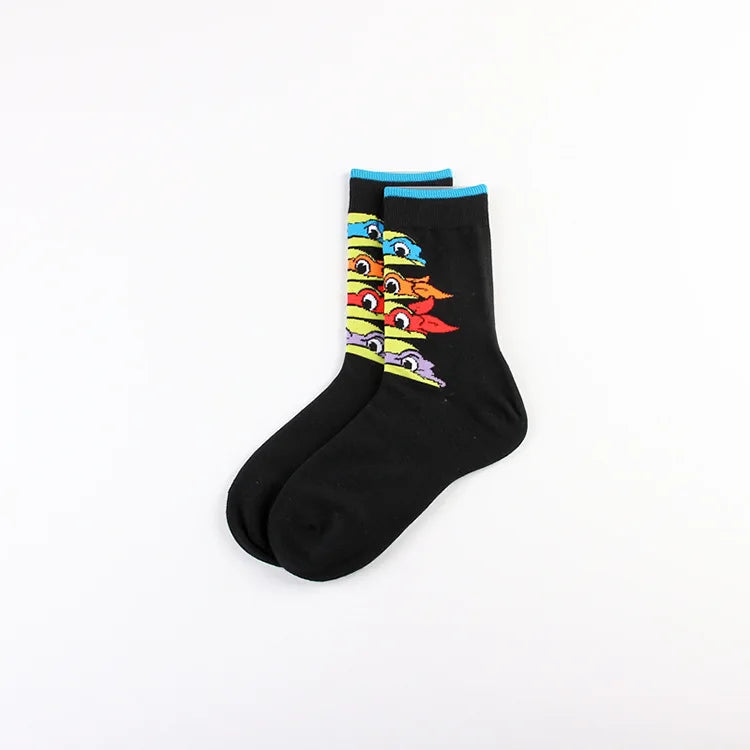 Teenage Mutant Ninja Turtles Skateboard Socks - Men & Women Hip Hop Print - Personality Casual Long Breathable Sock-2 a pair-one size-